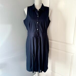 Banana Republic Navy Blue Sleeveless Shirt Knee-Length Dress, sz 14